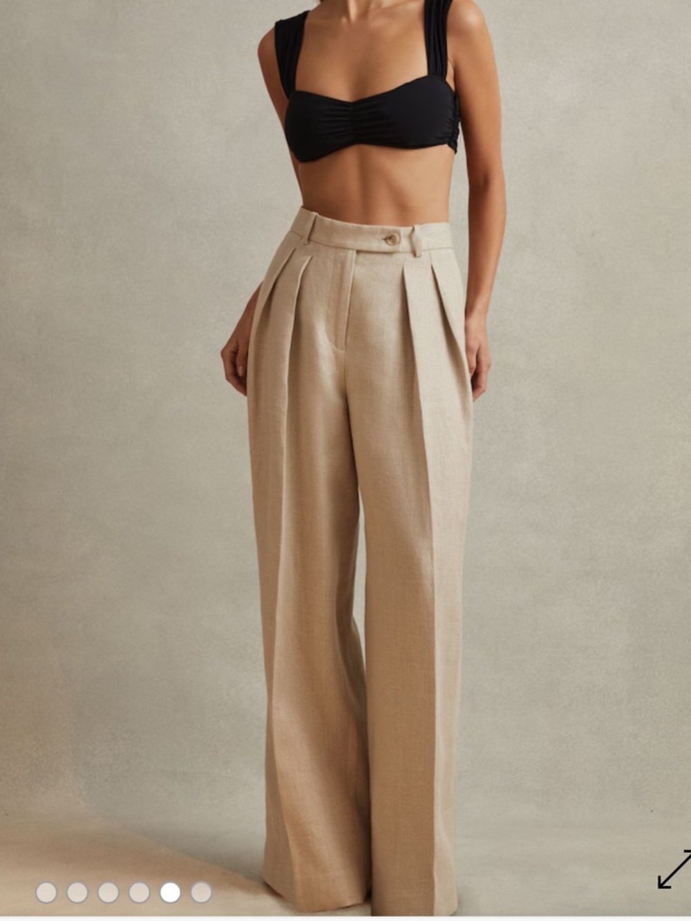 Cassie Linen Wide Leg Suit Trousers in Natural